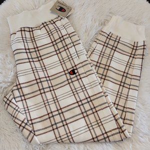Urban Outfitters x Champion | Reverse Weave Cream & Plaid Joggers